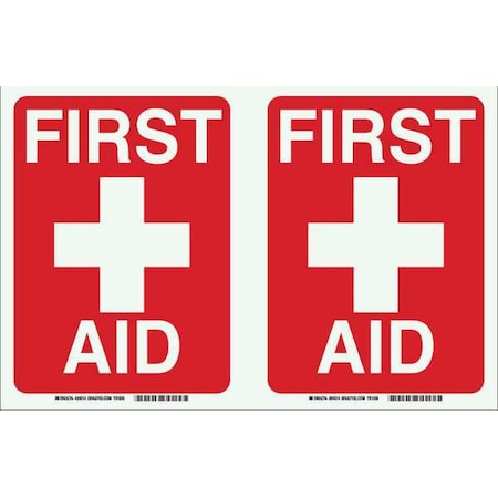 First Aid, 12 in x 9 in, Rectangle, Plastic, 94014