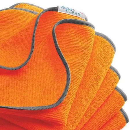 Terry Cleaning Cloth 12" x 12", Orange, 5PK