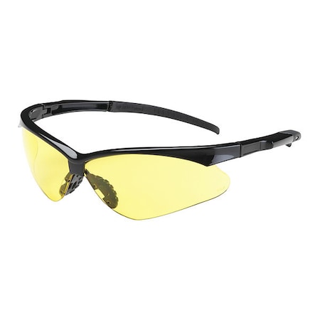 ADVERSARY, Safety Glasses, Anti-Scratch, Amber Lens, Black Frame, Half-Frame