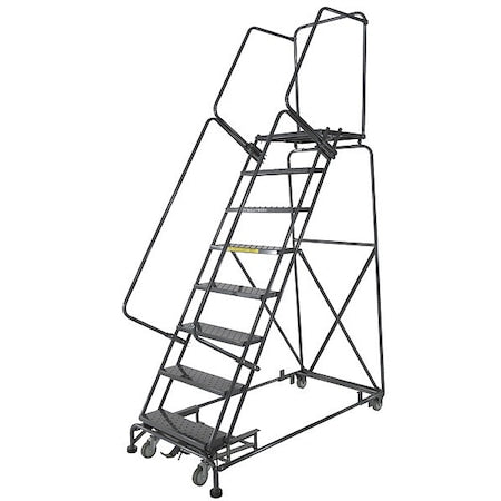 113 in H Steel Rolling Ladder, 8 Steps, 450 lb Load Capacity