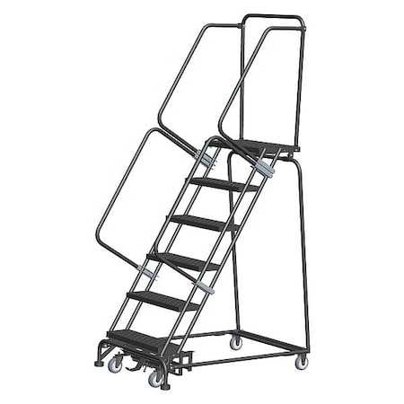 93 in H Steel Rolling Ladder, 6 Steps, 450 lb Load Capacity