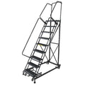 123 in H Steel Rolling Ladder, 9 Steps, 800 lb Load Capacity