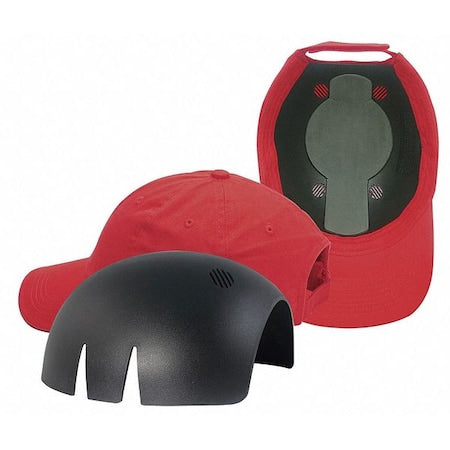 Bump Cap Insert, Compatible with 6-panel Baseball Cap, Venting, Fits Hat Size 6 3/4 to 7 3/4, Black