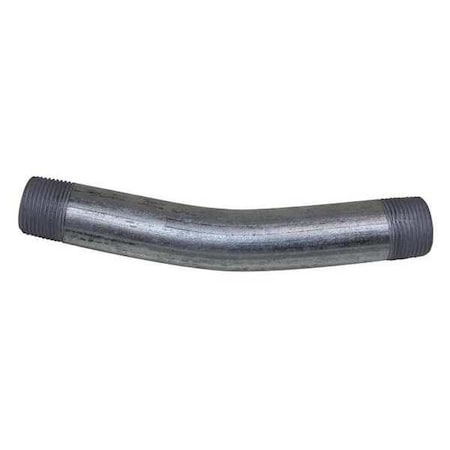 Conduit Fitting 22.5 Deg Elbow, 1-1/2 in, Threaded, Steel, Galvanized, Silver