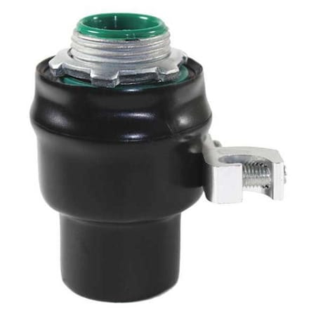 Conduit Fitting Grounding Connector, 1-1/4 in, Liquid-Tight, PVC, PVC Coated, Black