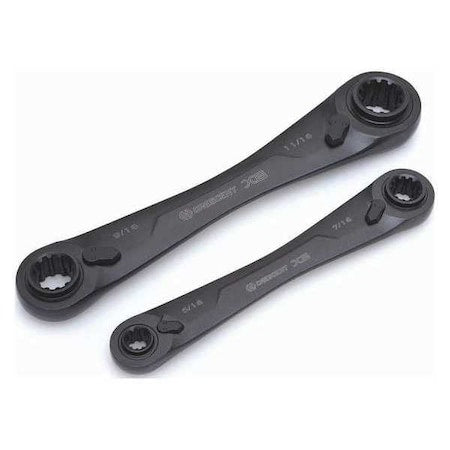 2 Piece X6 4-in-1 Black Oxide Spline Ratcheting SAE Wrench Set