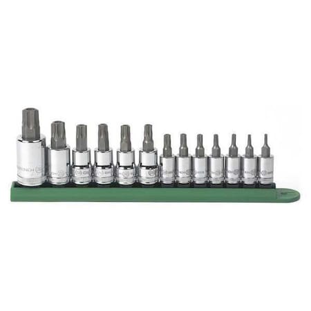 13 Piece 1/4", 3/8" & 1/2" Drive Tamper Proof Torx Bit Socket Set