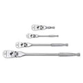 4 Piece 1/4", 3/8" & 1/2" Drive 90-Tooth Flex Head Teardrop Ratchet Set