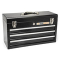 3-Drawer Tool Box, Steel, Black, 20 in W x 8-1/2 in D x 12 in H