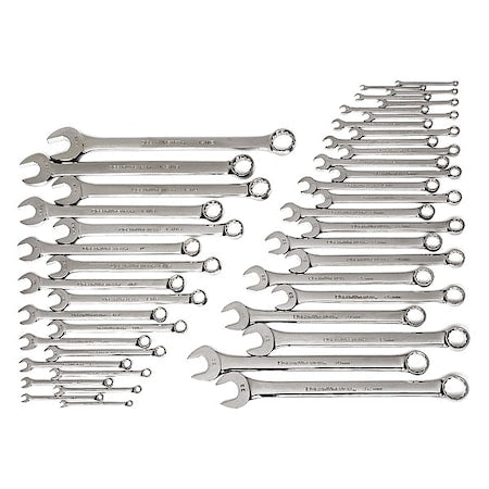 44 Piece 12 Point Long Pattern Combination SAE/Metric Wrench Set