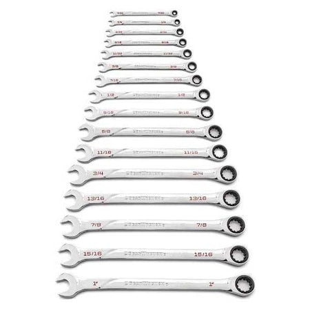 16 Piece 120XP Universal Spline XL Ratcheting Combination SAE Wrench Set