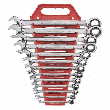 13 Piece 72-Tooth 12 Point Ratcheting Combination SAE Wrench Set