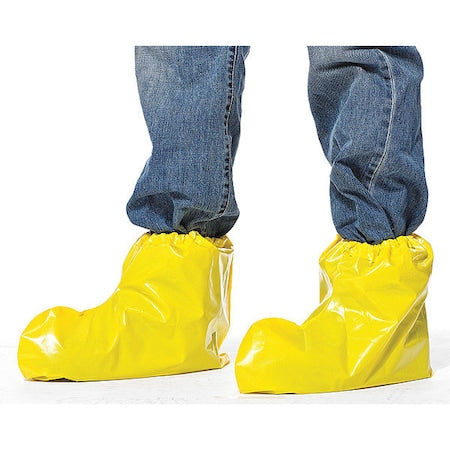 Disposable Shoe Covers, Polyolefin, Yellow, Slip Resistant Sole: Yes , L
