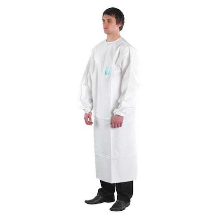 Disposable Lab Coat, Non-Woven Polyethylene Laminate, Zipper Closure, White, S, 30 PK