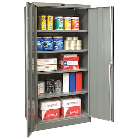 Shelving Storage Cabinet, 72 in H, 36 in W, 18 in D, Swing, Keyed, Dark Gray, 4 Shelves, 0 Drawers
