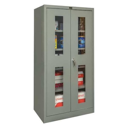Shelving Storage Cabinet, 72 in H, 36 in W, 18 in D, Swing, Keyed, Dark Gray, 4 Shelves, 0 Drawers