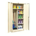 Combo Wardrobe Storage Cabinet, 72 in H, 36 in W, 18 in D, Swing, Keyed, Tan, 4 Shelves, 0 Drawers