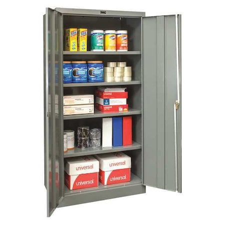 Shelving Storage Cabinet, 78 in H, 36 in W, 24 in D, Swing, Keyed, Dark Gray, 4 Shelves, 0 Drawers