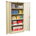 Shelving Storage Cabinet, 78 in H, 36 in W, 24 in D, Swing, Keyed, Tan, 4 Shelves, 0 Drawers