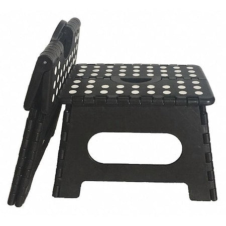 1 Step, Folding Plastic Step Stand, 700 lb. Load Capacity, 8.8 in Overall Height, Black/White