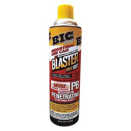 Penetrating Lubricant, 18 oz, Aerosol Spray Can, Petroleum Distillates Base, 120 Degrees F Max Op Temp, Not Rated, Amber