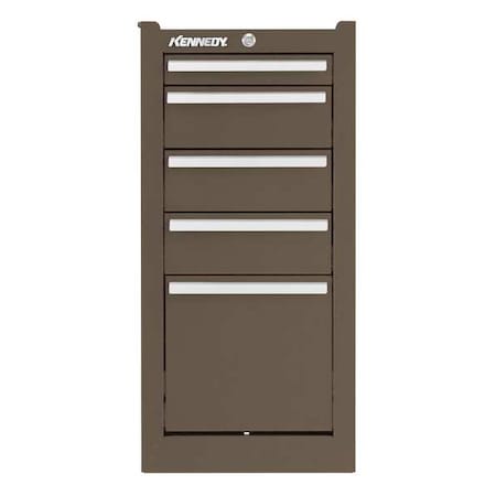 K2000 Series Side Cabinet, 5 Drawer, Brown, Steel, 13-1/2 in W x 20 in D x 29 in H