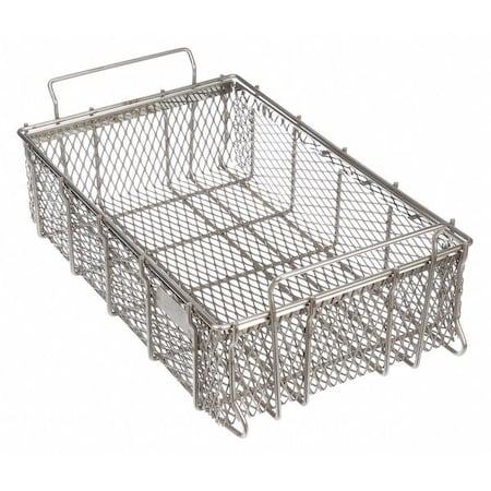 Rectangular Parts Washing Basket, 1/2" Mesh Size, Stainless Steel, Silver