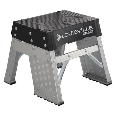 Step Stand, 1 Steps, 375 lb Load Capacity, 12 in Overall Height, Aluminum, Silver