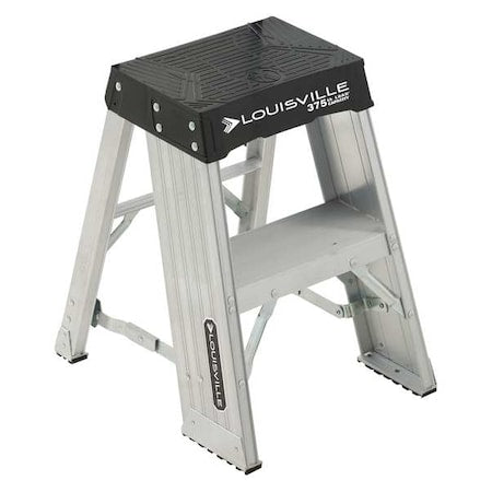 Step Stand, 2 Steps, 375 lb Load Capacity, 24 in Overall Height, Aluminum, Silver