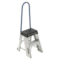 Step Stand, 2 Steps, 375 lb Load Capacity, 27 in Overall Height, Aluminum, Silver