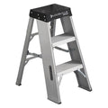 Step Stand, 3 Steps, 375 lb Load Capacity, 36 in Overall Height, Aluminum, Silver