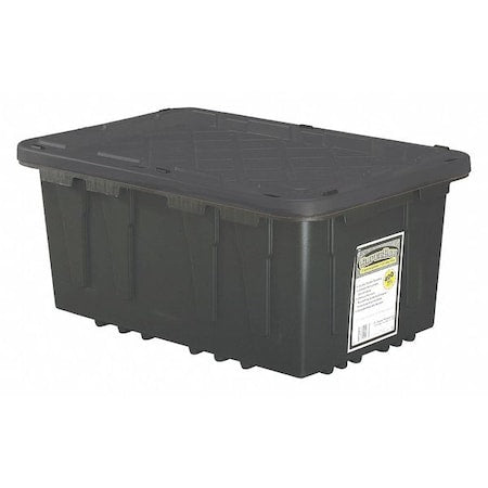 Stack & Nest Storage Tote W/ Lid, 27 gal, 28-1/2 in L x 19-3/4 in W x 14-3/4 in H, Black, Yellow