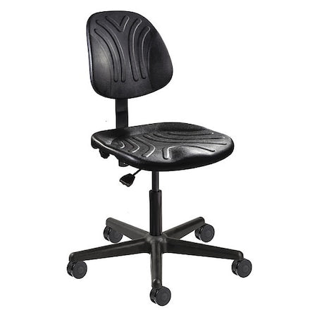 Polyurethane Drafting Chair, 15" to 20", No Arms, Black
