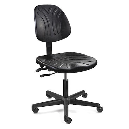 Polyurethane Drafting Chair, 15" to 20", No Arms, Black