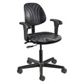 Polyurethane Drafting Chair, 15" to 20", Adjustable Arms, Black