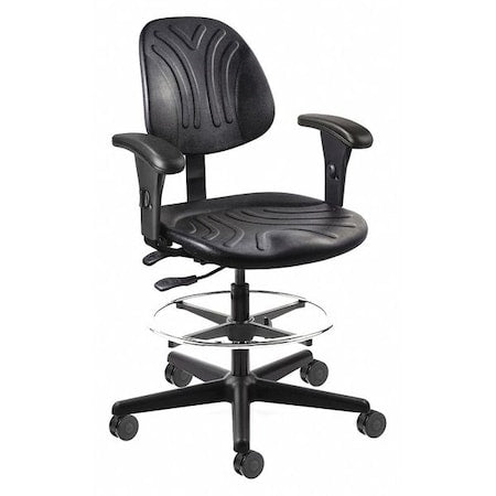 Drafting Chair Drafting Chair, Adjustable Arms, 21" to 31" Height, Polyurethane, Black