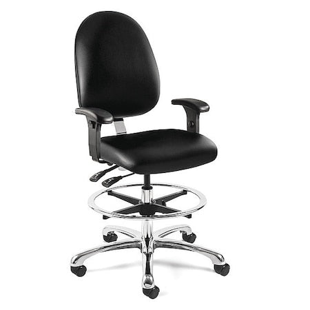 Black Vinyl Chair w/ tilt, 22-32" St Ht., Casters & Arms