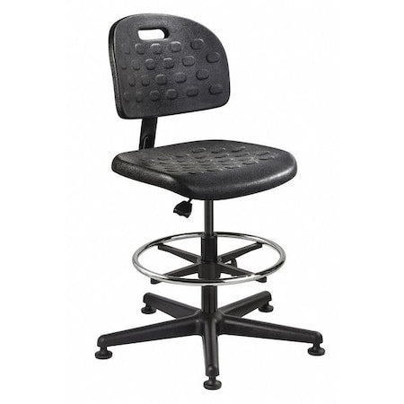 Polyurethane Task Chair, 18" to 25-3/4", No Arms, Black