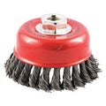Standard Twist Knot Wire Cup Brush, Carbon Steel, 4 Brush Dia, 5/8"-11 Arbor Hole Size