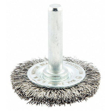 Wire Wheel Brush, Shank Mount, 1/4" L Trim