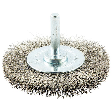 Wire Wheel Brush, Shank Mount, 3/4" L Trim