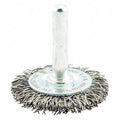 Wire Wheel Brush, Shank Mount, 1/4" L Trim