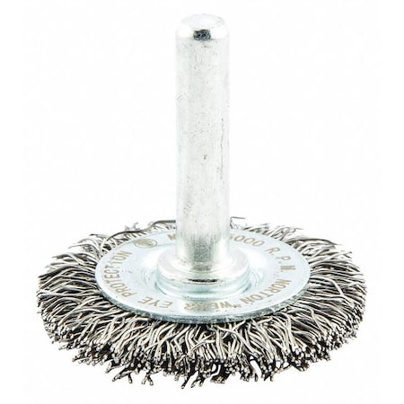 Wire Wheel Brush, Shank Mount, 1/4" L Trim