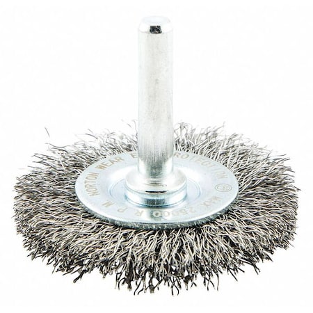 Wire Wheel Brush, Shank Mount, 7/16"L Trim