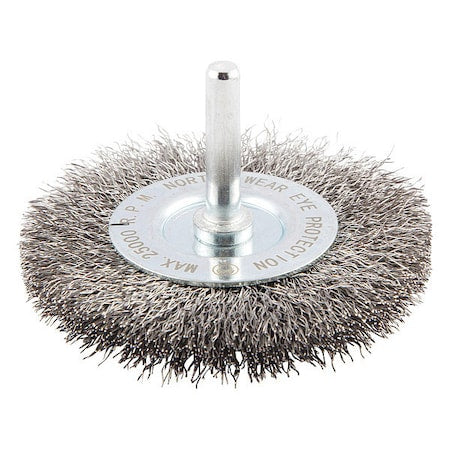 Wire Wheel Brush, Shank Mount, 3/4" L Trim