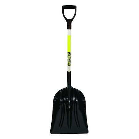 Snow Shovel, 14 1/4 in W x Plastic Blade, 29 in L Fiberglass Handle