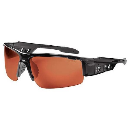 DAGR-PZ, Safety Glasses, Uncoated, Copper Lens, Black Frame, Half-Frame, Polarized