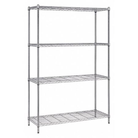 Wire Shelving Unit, 18"D x 36"W x 72"H, 4 Shelves, Chrome