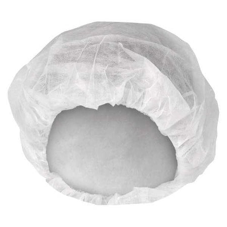 Bouffant Cap, Polypropylene, 21 in Dia., White, M, 1000 PK