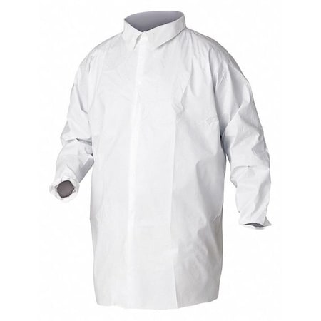 KleenGuard A20 Lab Coat, SMMMS, Hook-and-Loop Closure, White, M, 30 PK